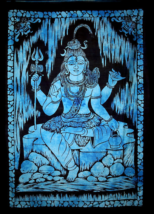 Hand printed Mini Lord Shiva Tapestries Wall Hangings - Available in 3 Colors