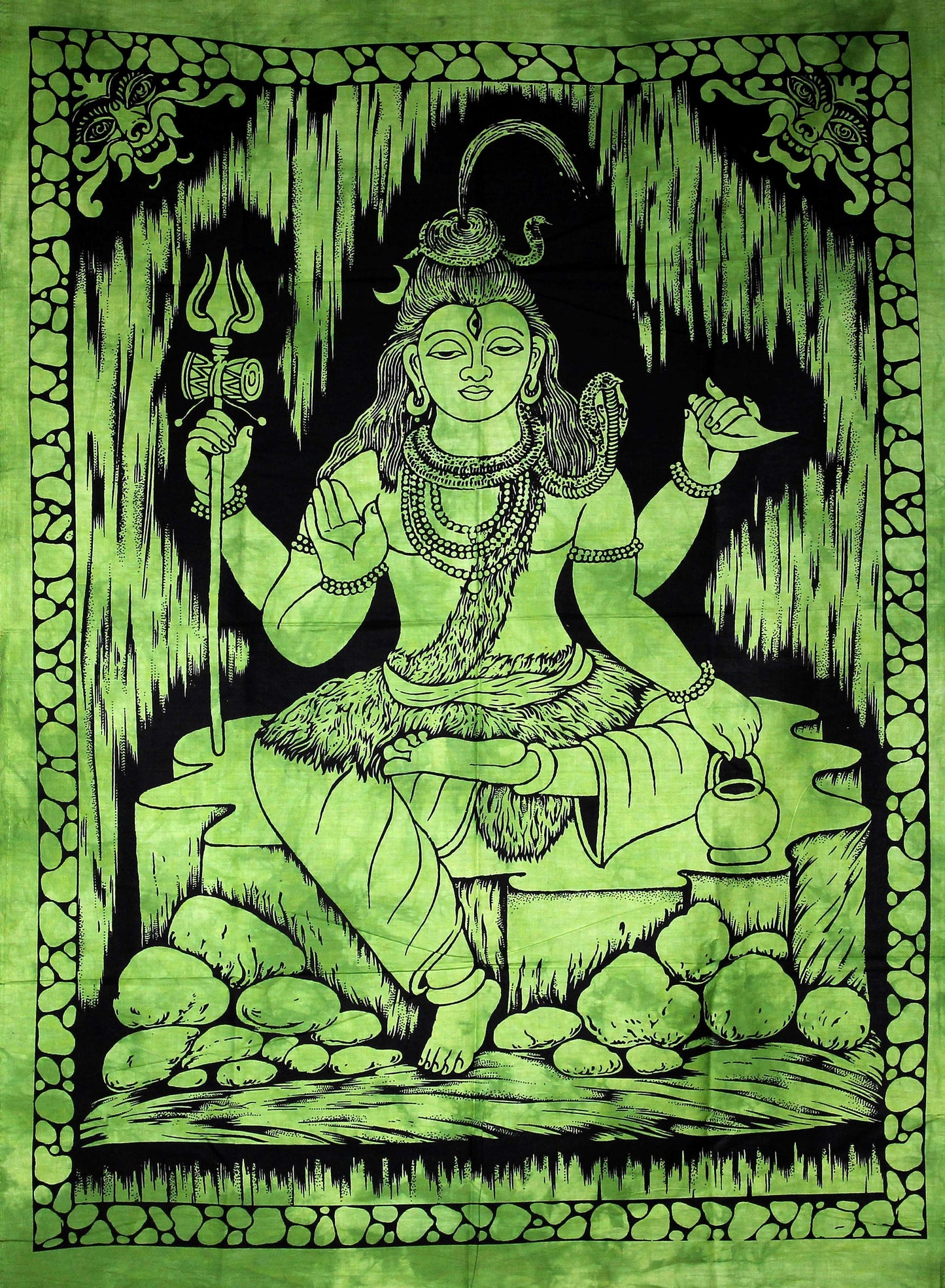 Hand printed Mini Lord Shiva Tapestries Wall Hangings - Available in 3 Colors