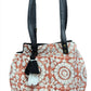 Flower Block Print Tassel Bag