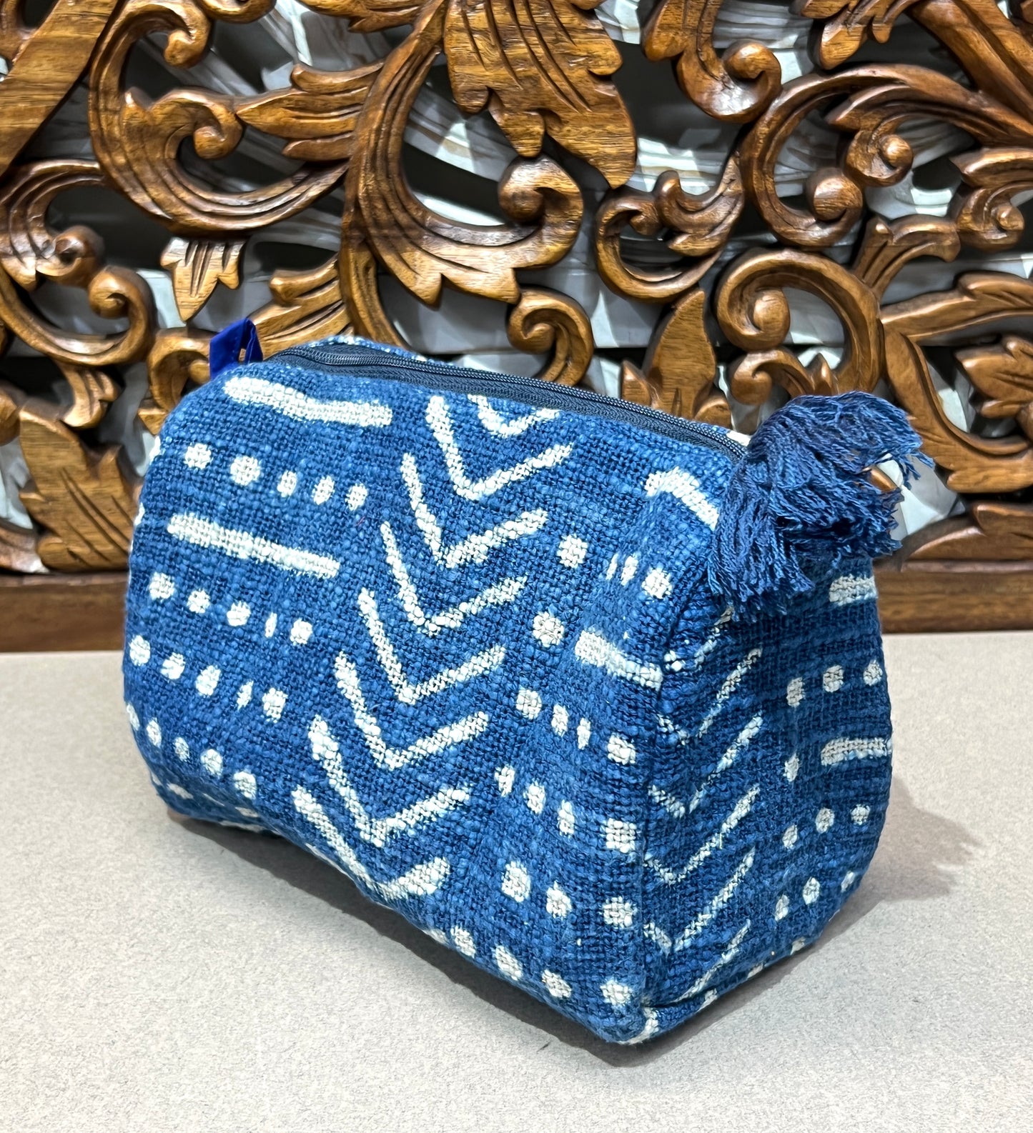 Natural Indigo Block Print Make up Bag