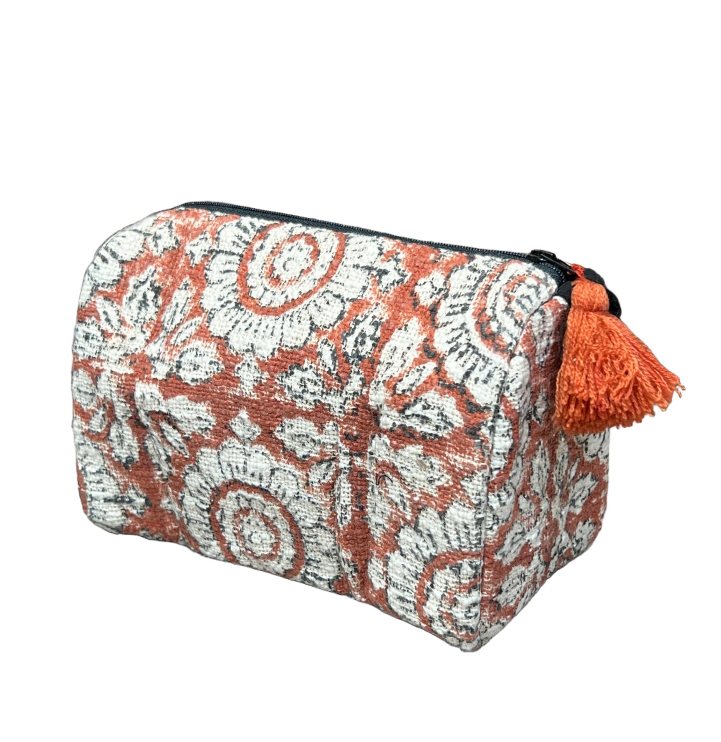 Flower Block Print Make up Bag