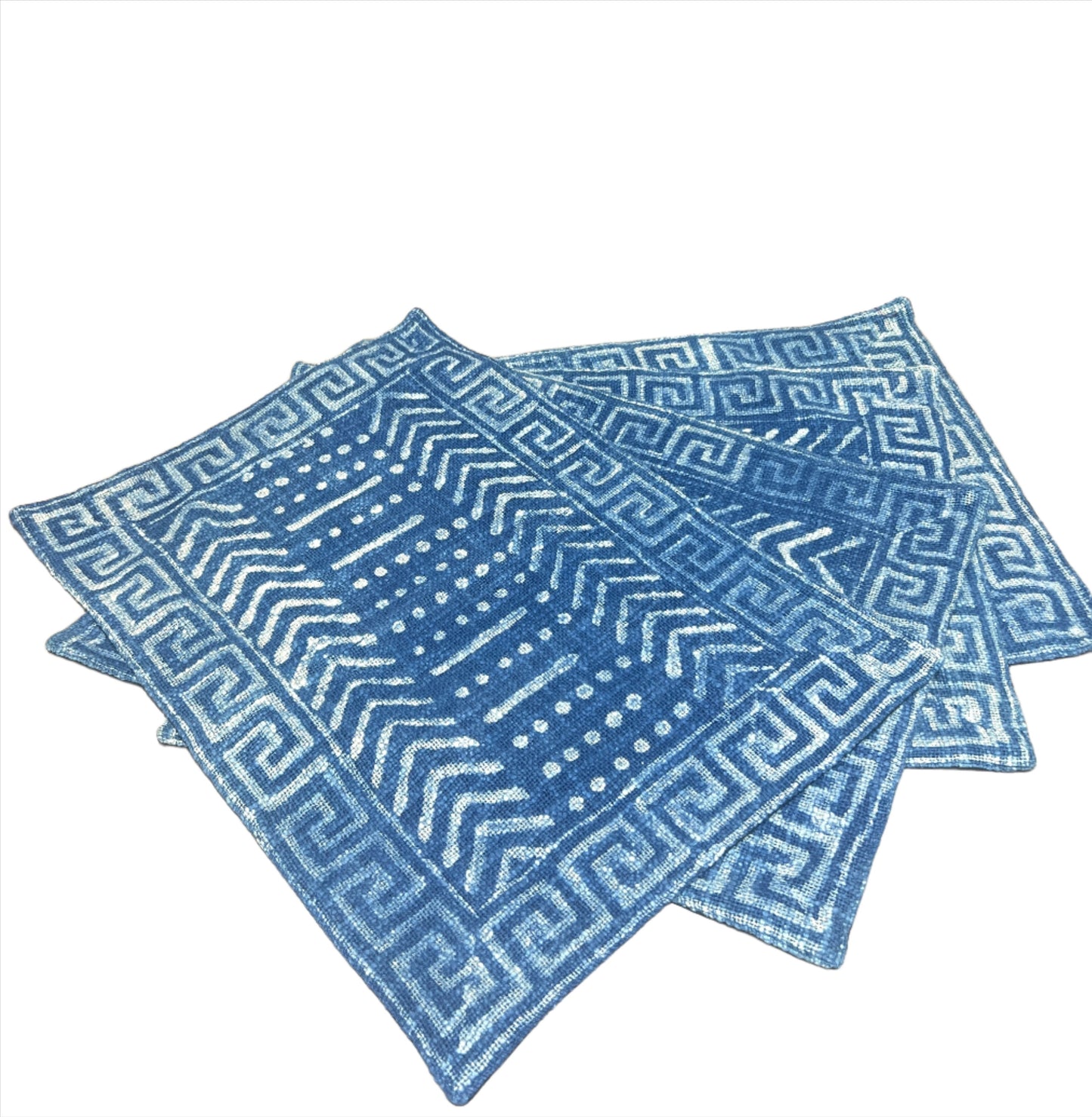 Natural Indigo Block Print Placemats | Dots