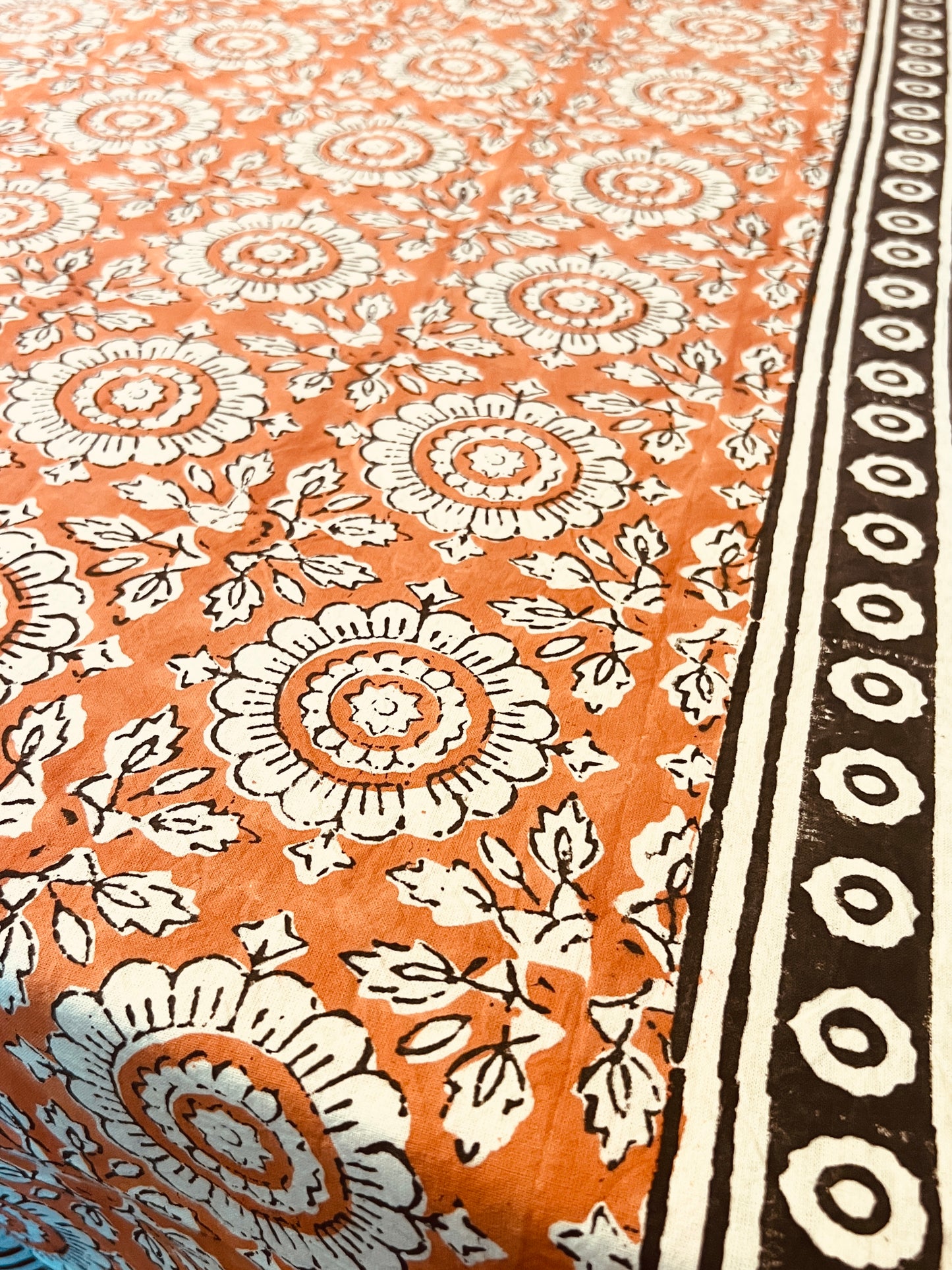 Flower Block Print Tablecloth