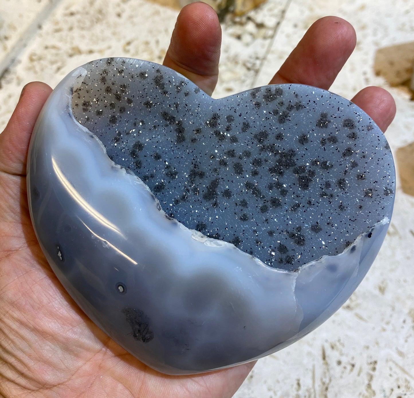 X Large Agate Druzy Puffy Hearts