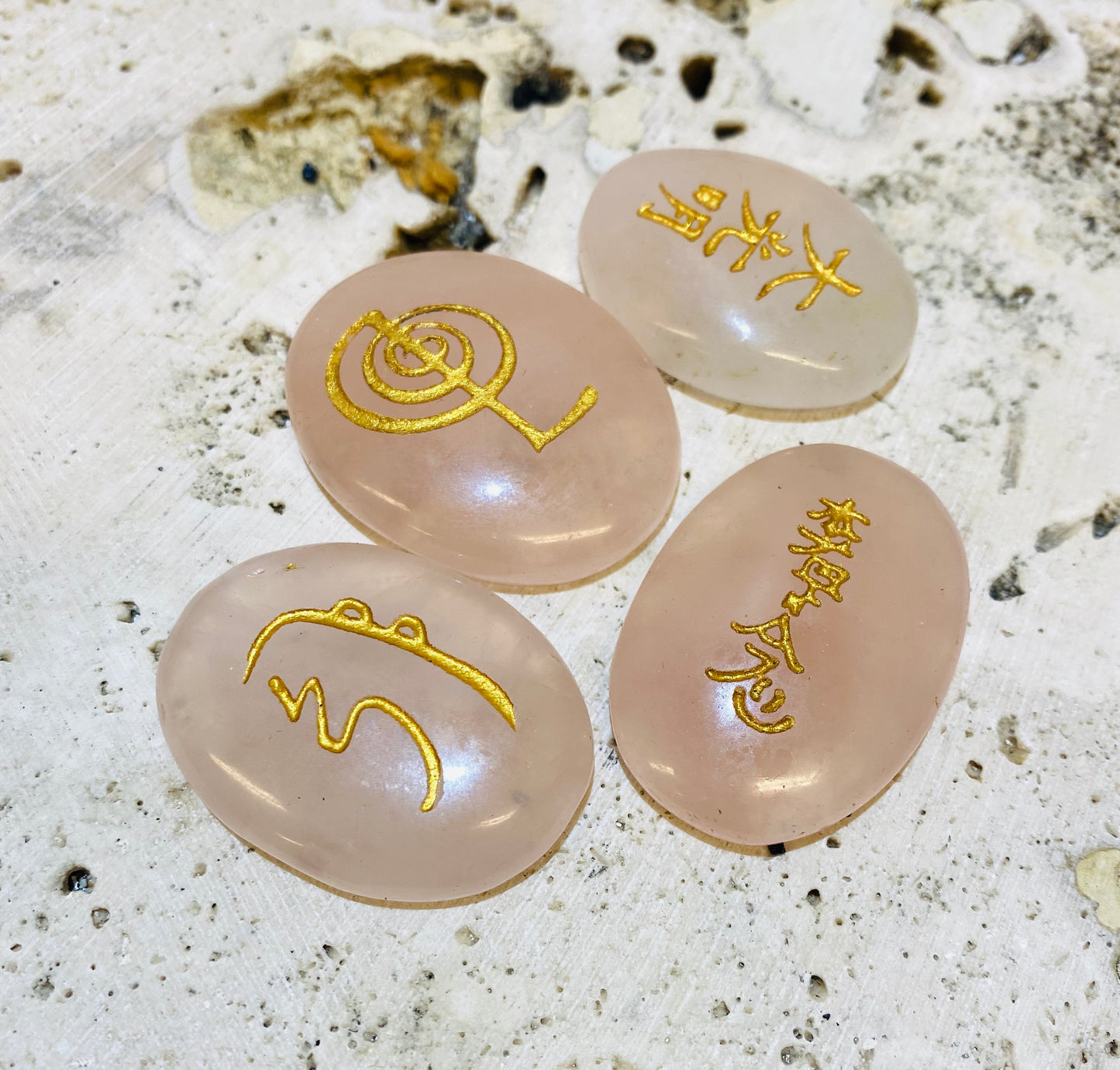 Set of 4 Hand Engraved Reiki Symbol Stone for body workers - Available in 5 stones