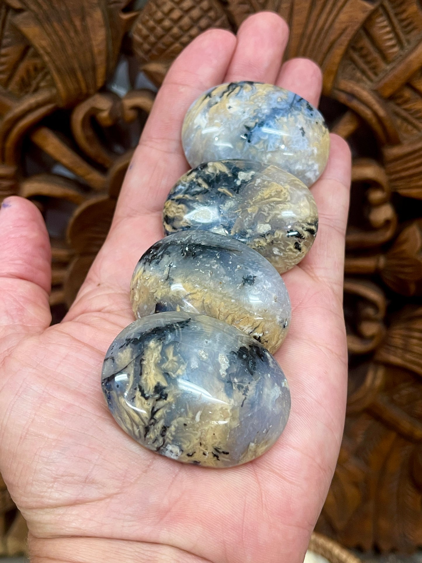 Tiger Dendrite Palmstones from Indonesia