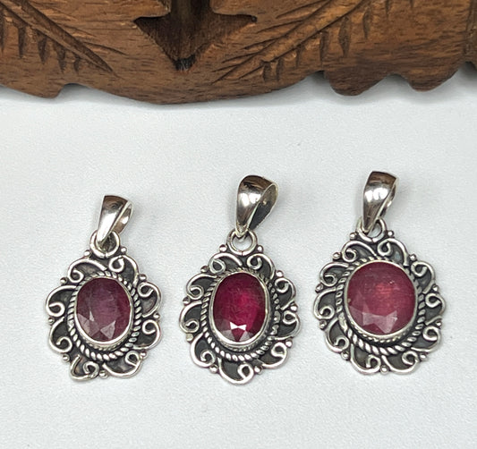 Faceted Ruby Pendants
