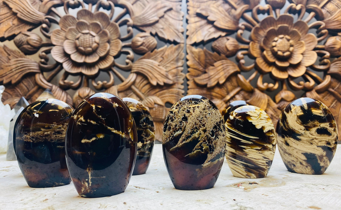 Blue Amber Polished Domes Mountains From Sumantra, Indonesia