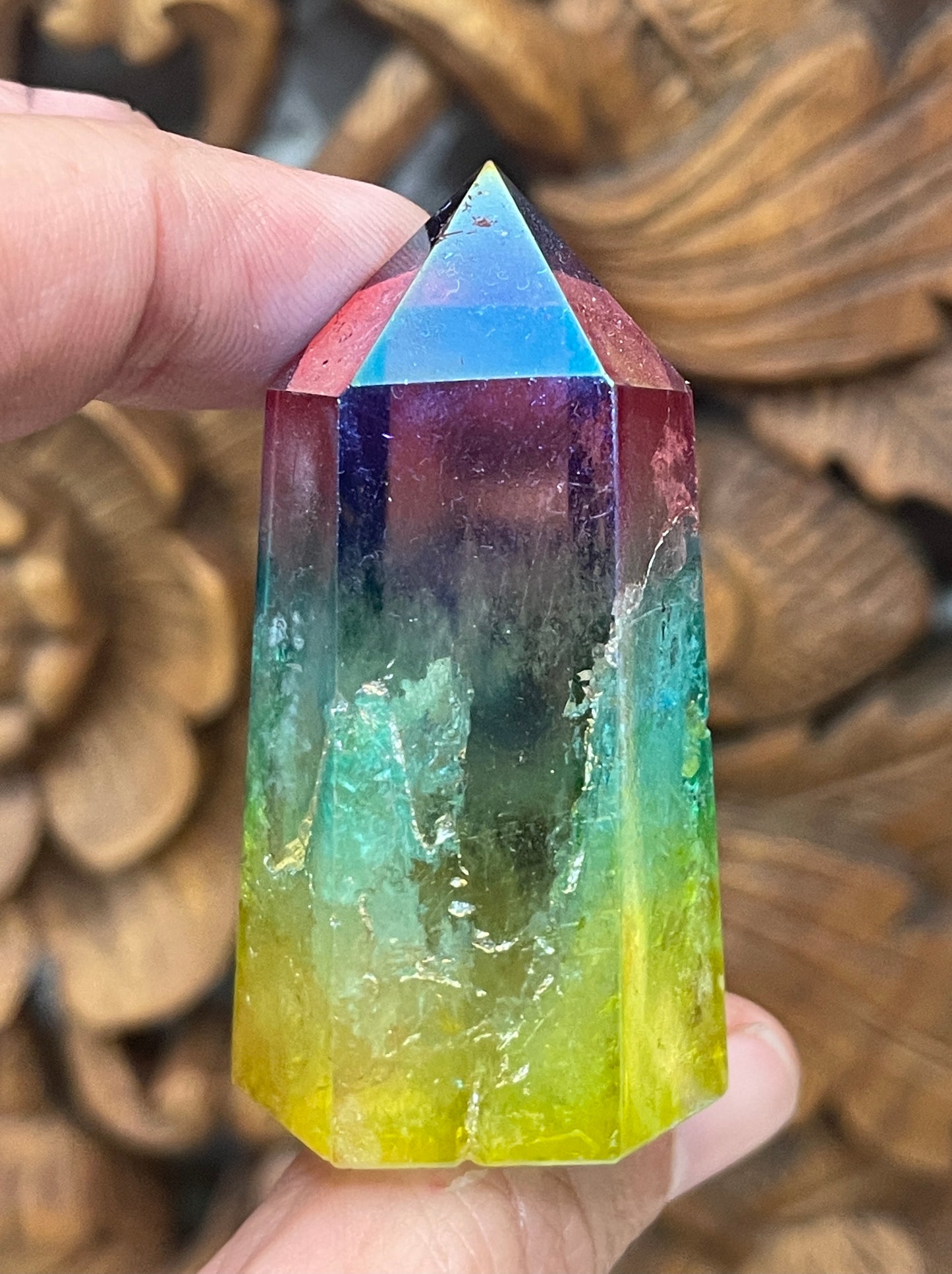 Rainbow Aura Quartz Crystal Towers