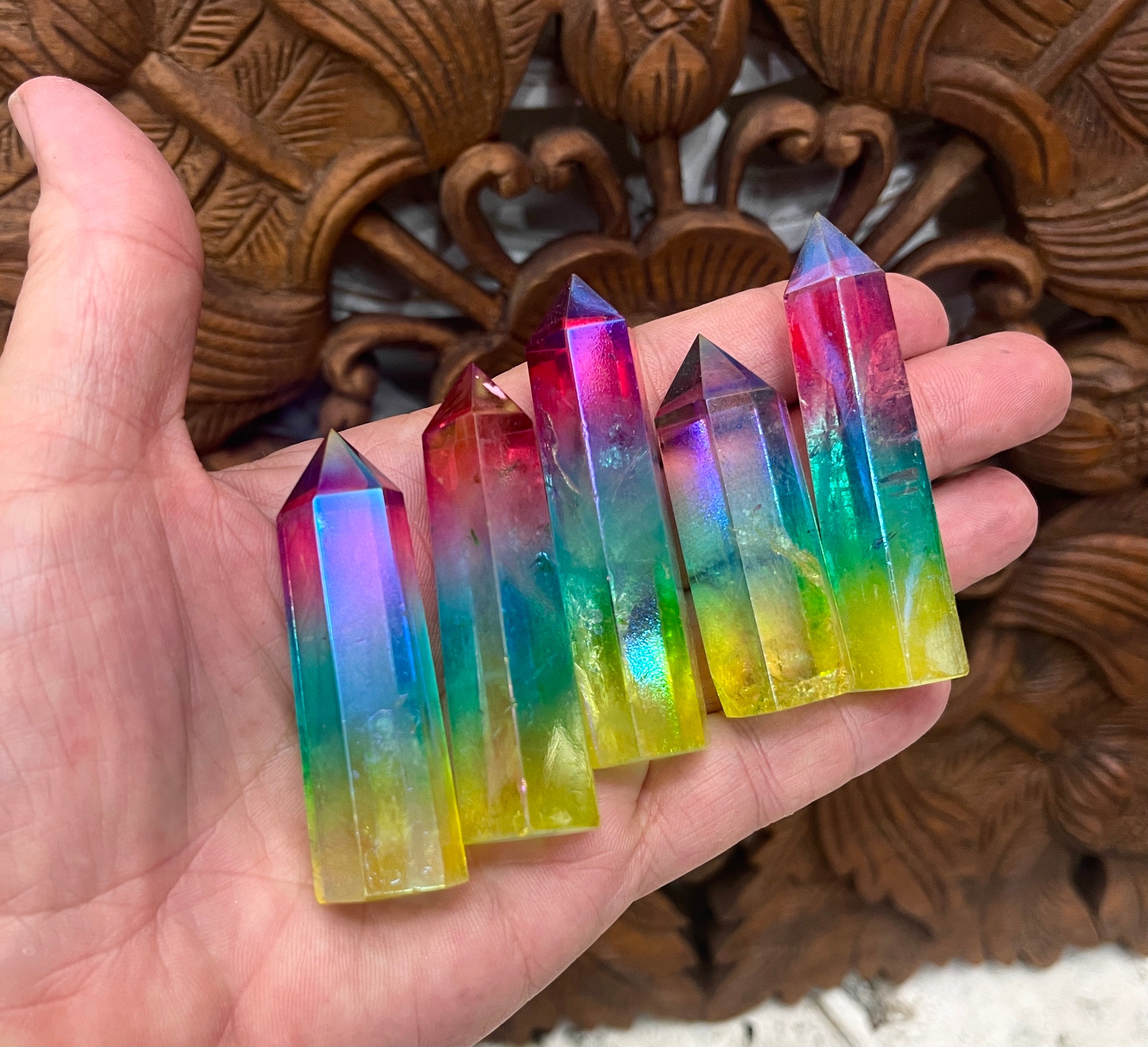 Angel Aura Crystal Points, Light Rainbow Quartz Small Towers – Well Done  Goods, by Cyberoptix