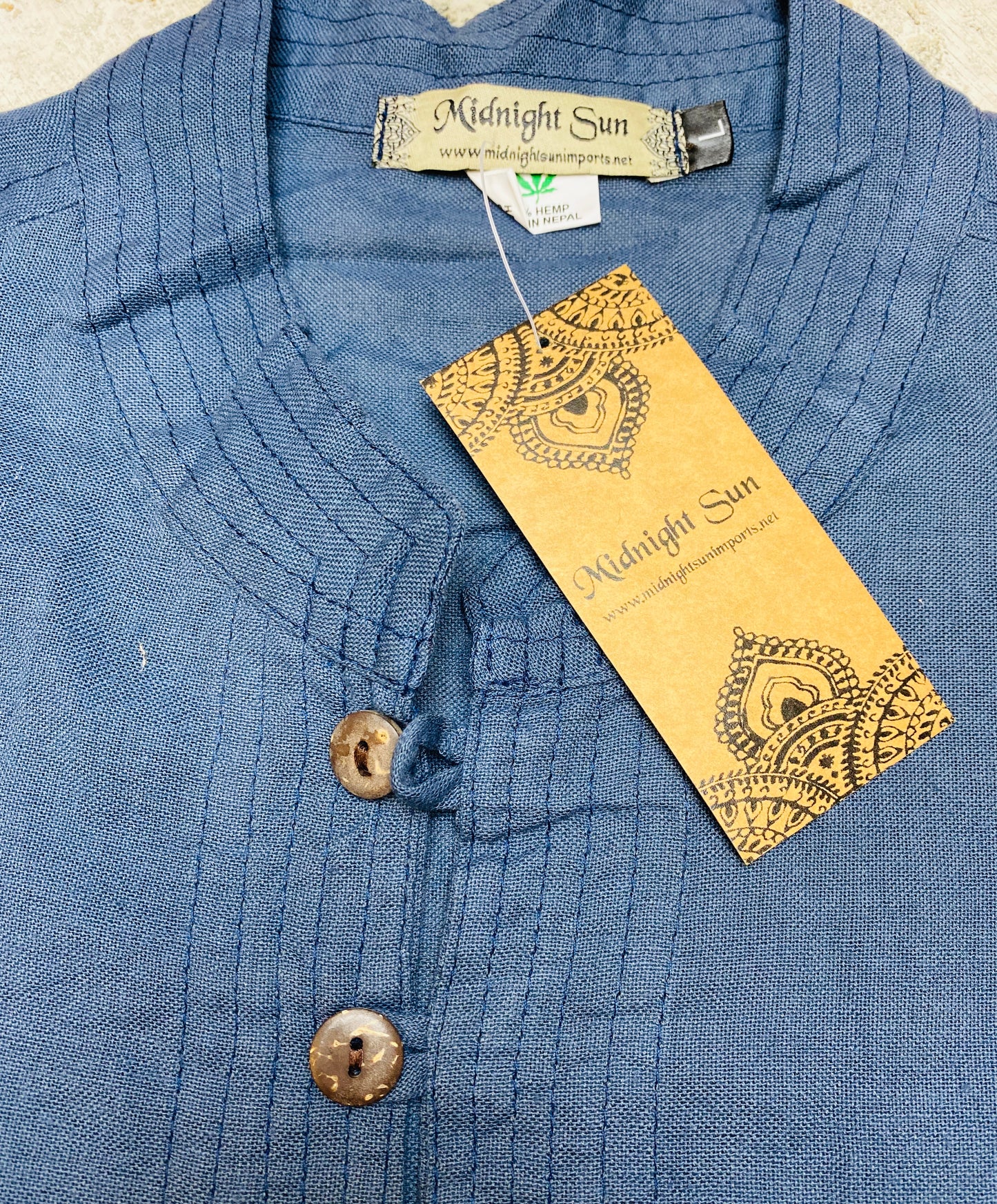 Mens 100% Hemp Longsleeve Shirts Chinese buttons -
