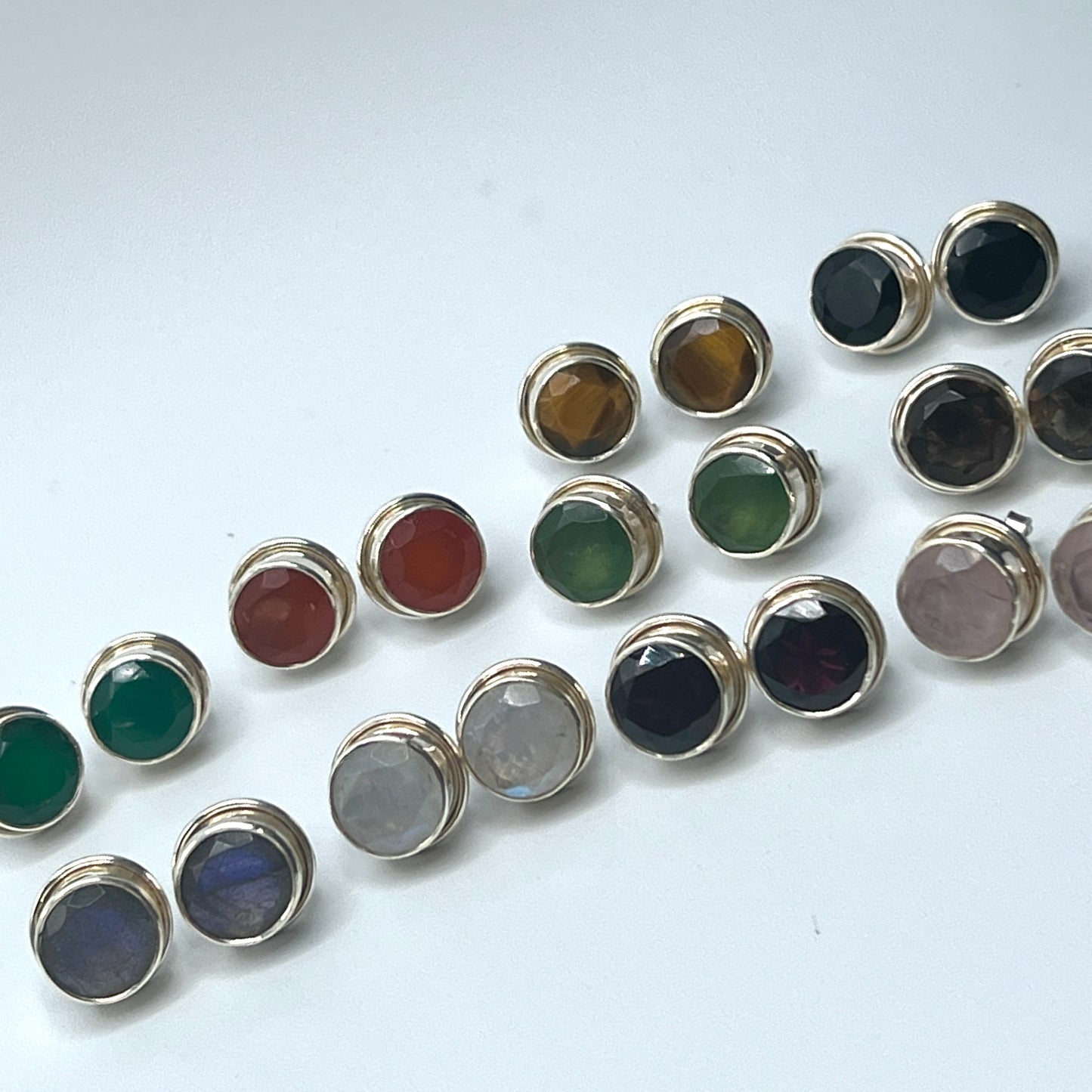 10mm Round Faceted Studs Earrings