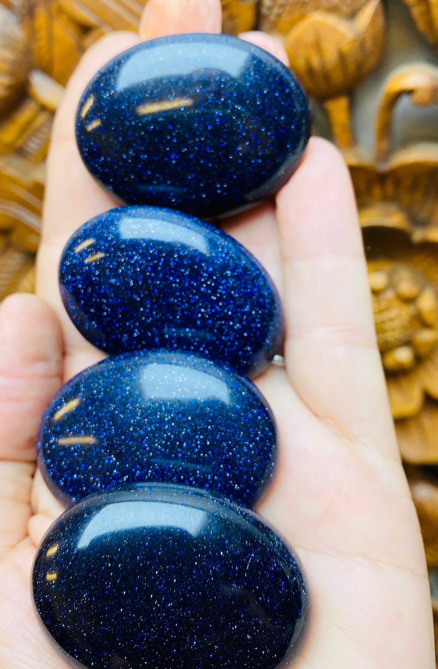 Goldstone and Blue Goldstone Palm Stones