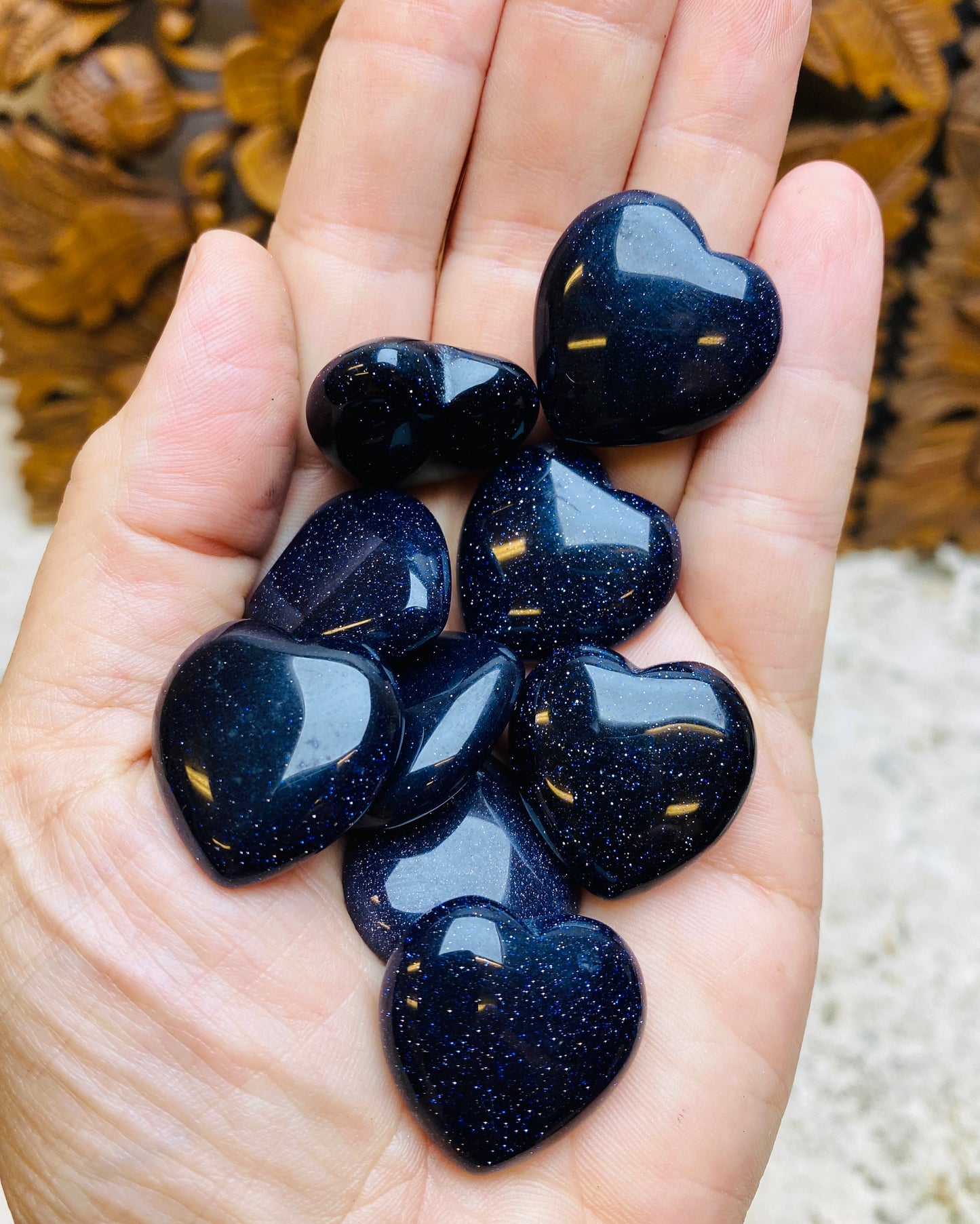 Blue Goldstone Pocket Hearts