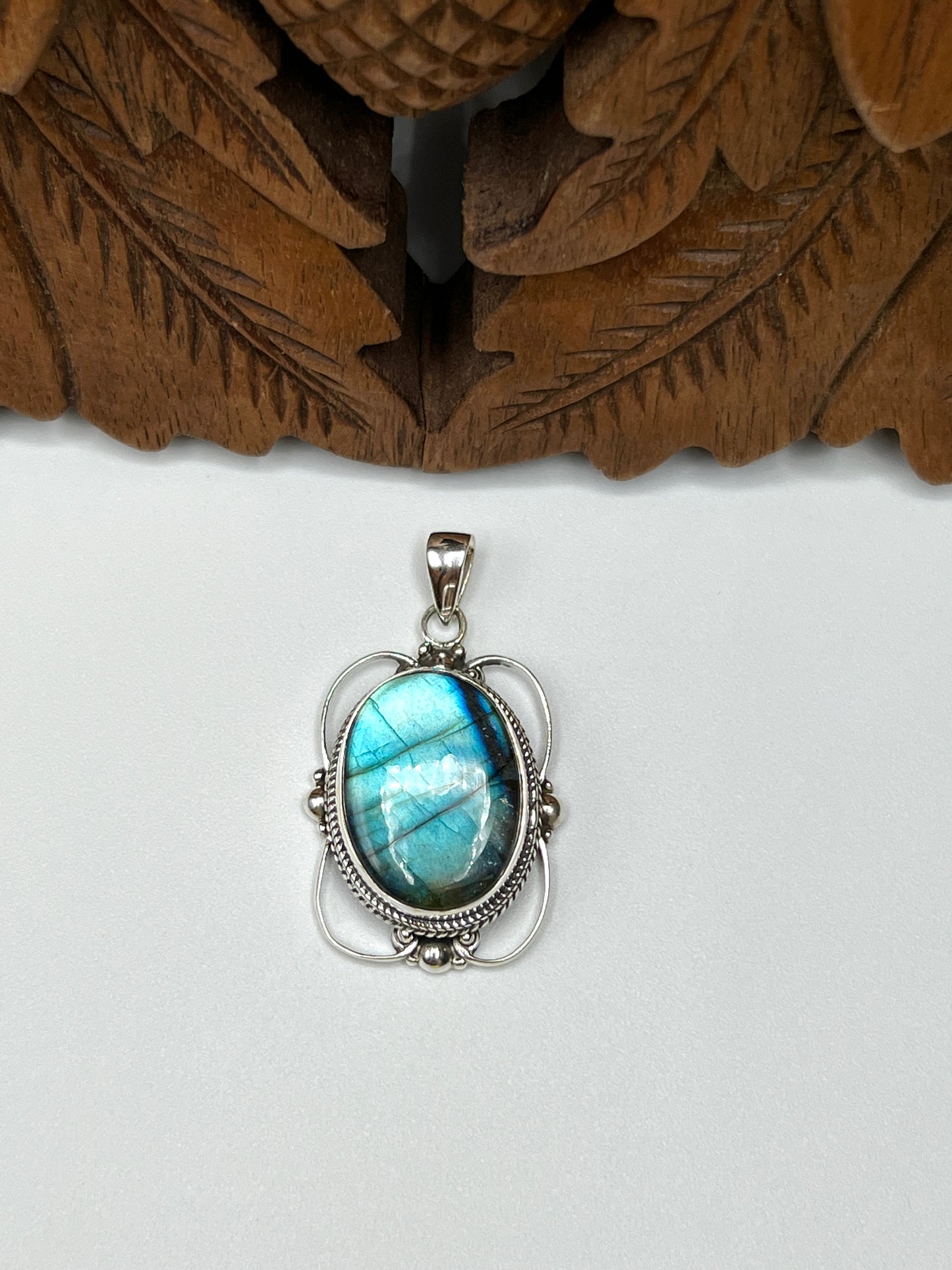 Large Victorian Mirror Labradorite Pendants