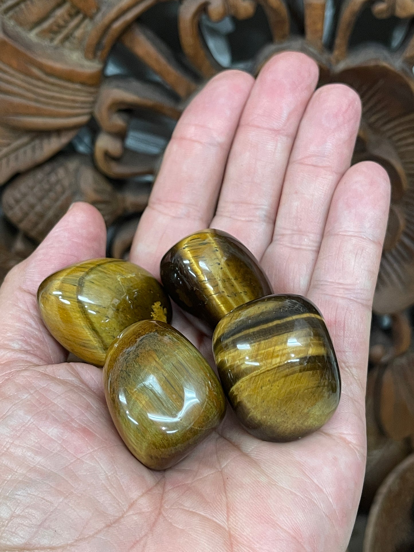 Large Tigers Eye Tumbles - Golden , Red or Blue Available