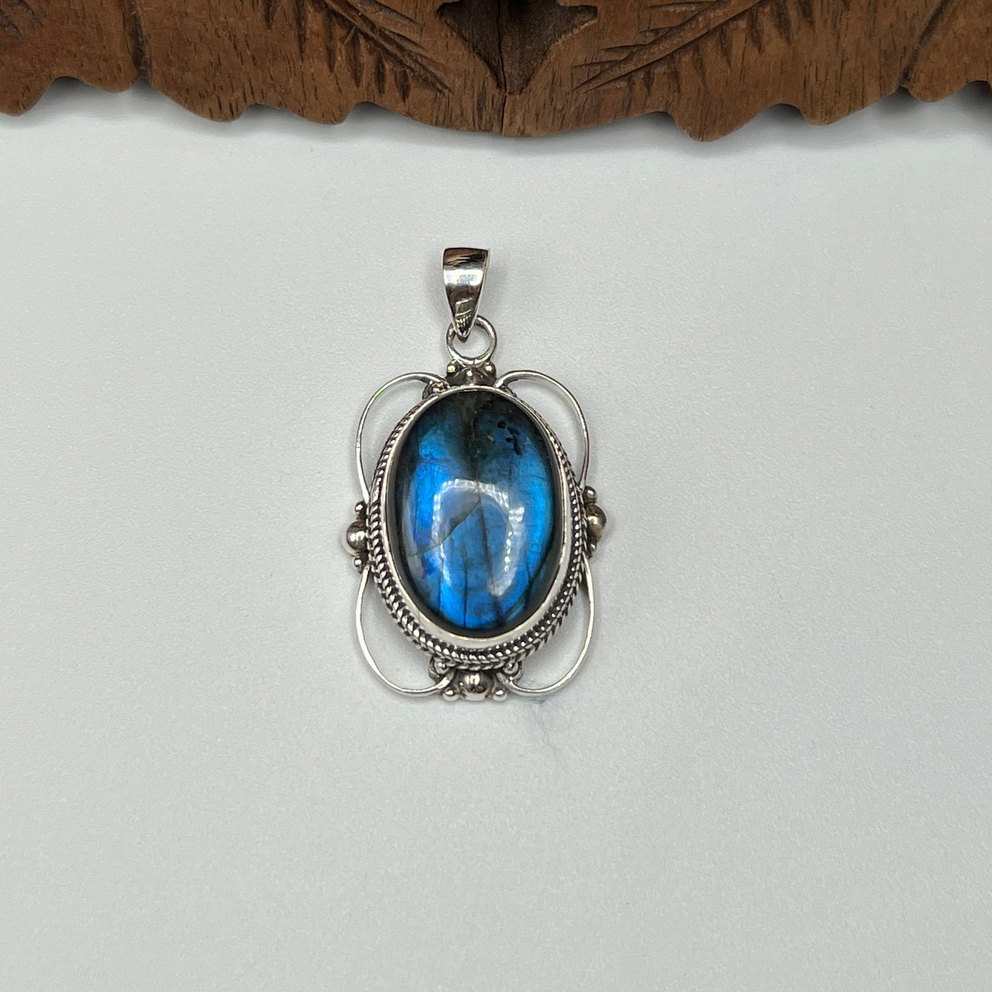 Large Victorian Mirror Labradorite Pendants