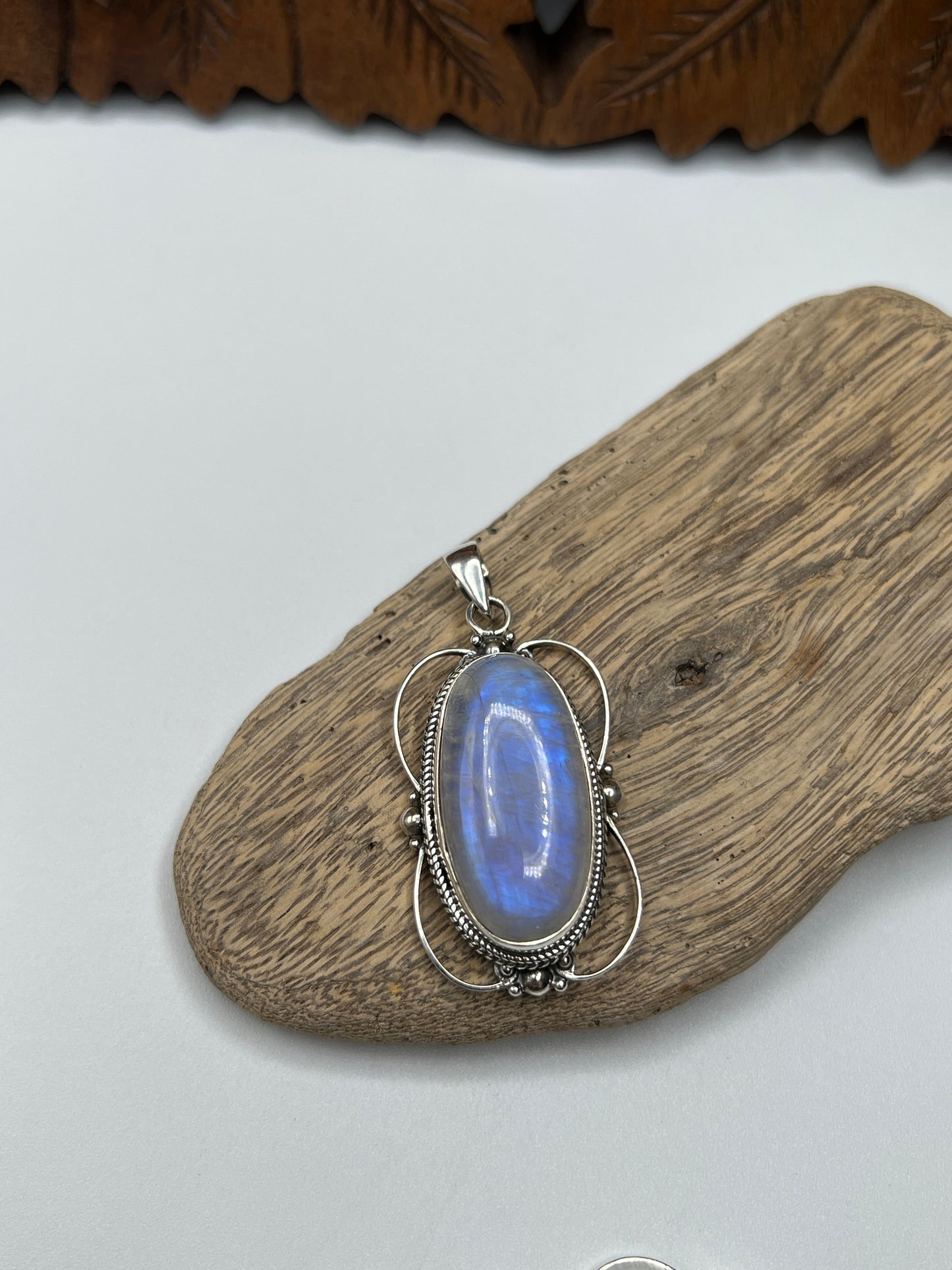 Large Victorian Mirror Moonstone Pendants