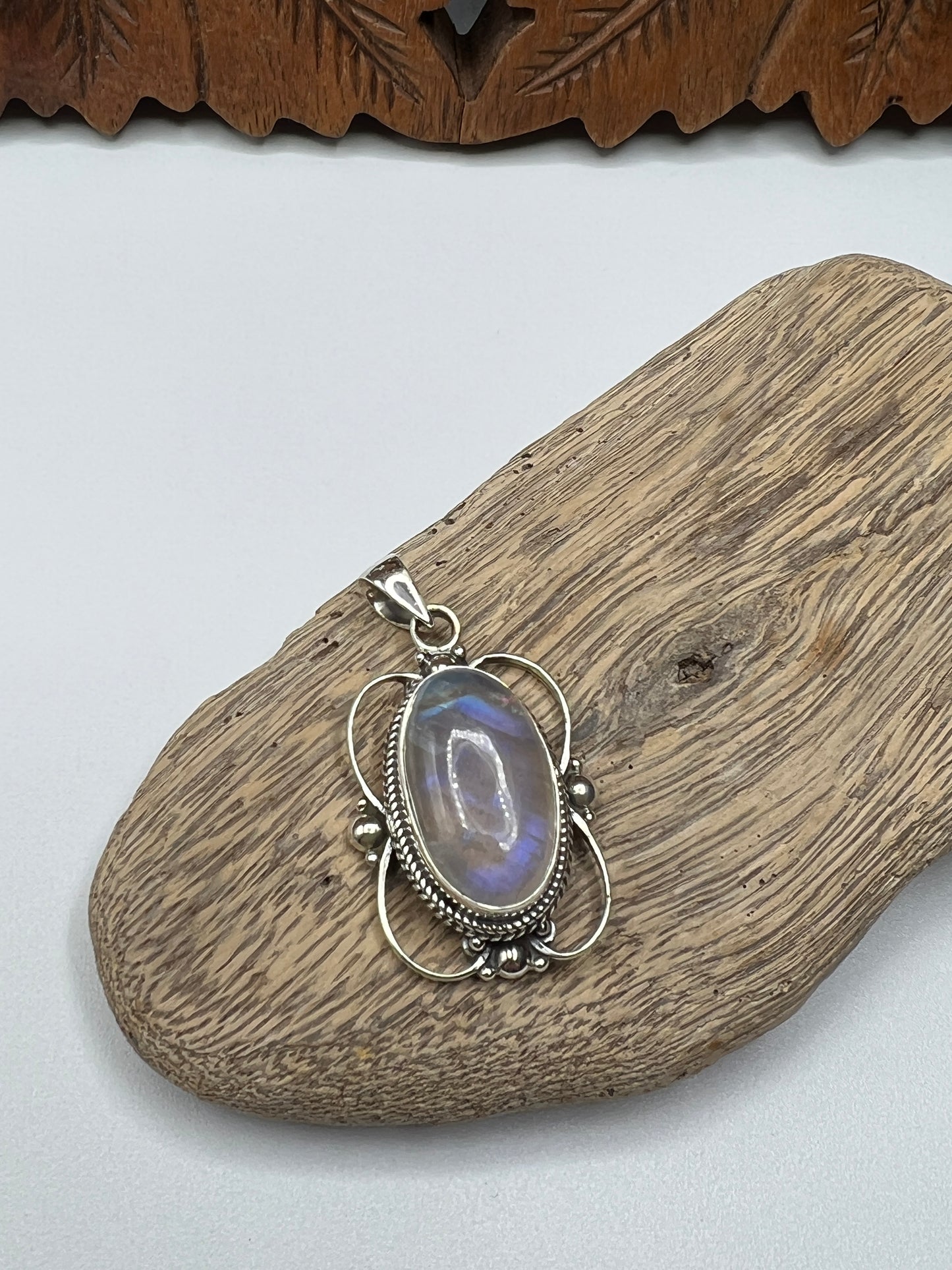 Large Victorian Mirror Moonstone Pendants