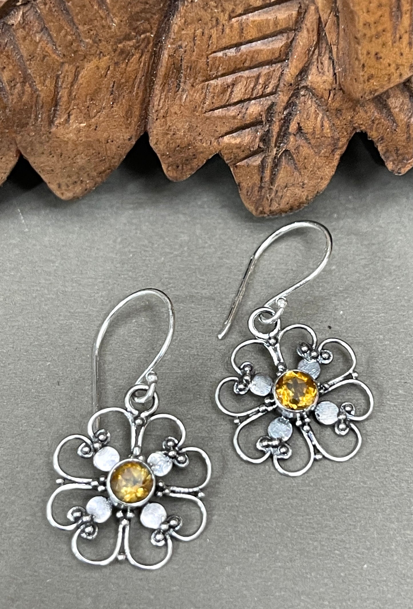 Balinese Flower Earrings | 5 Stones