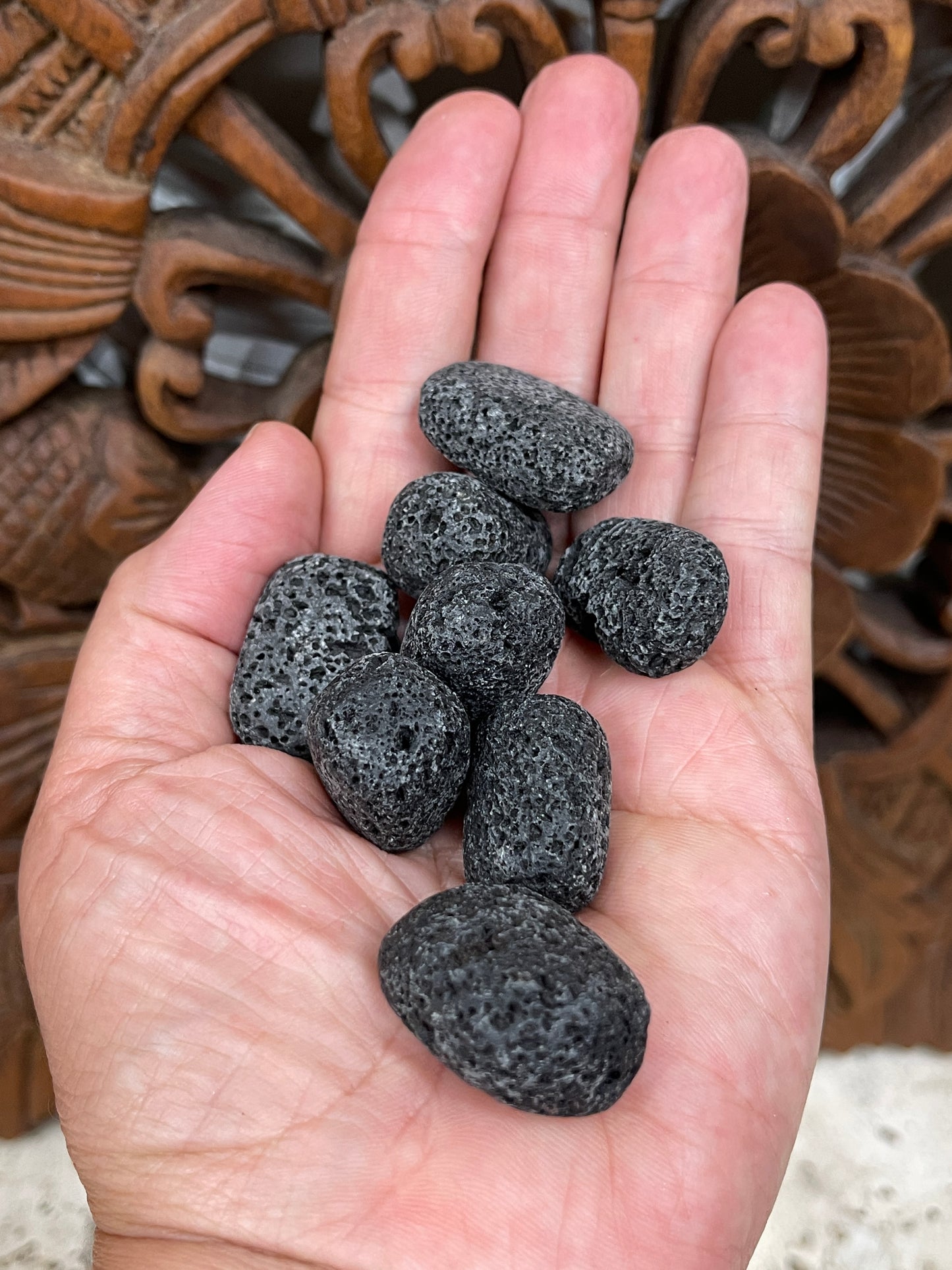 Black Lava Stone Palm Stones