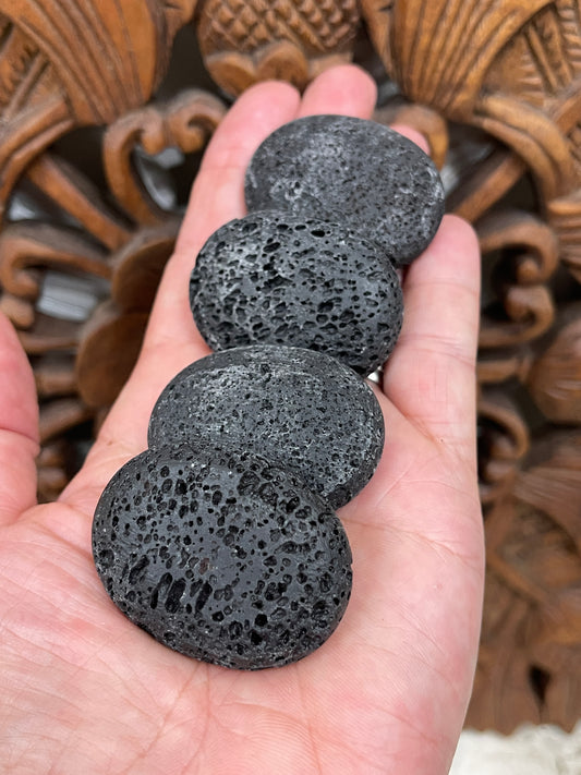 Black Lava Stone Palm Stones