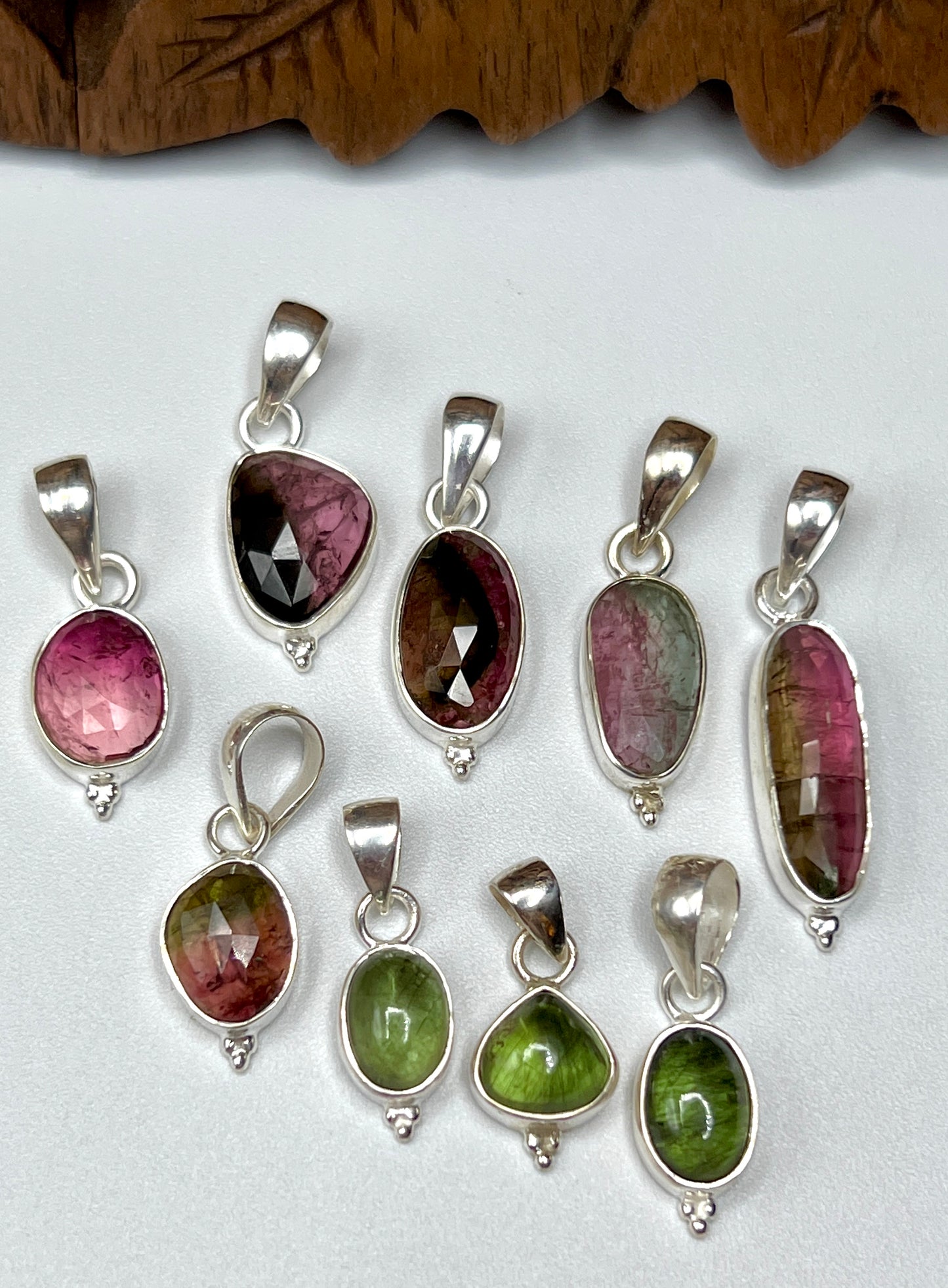 Pink & Green Tourmaline Pendants