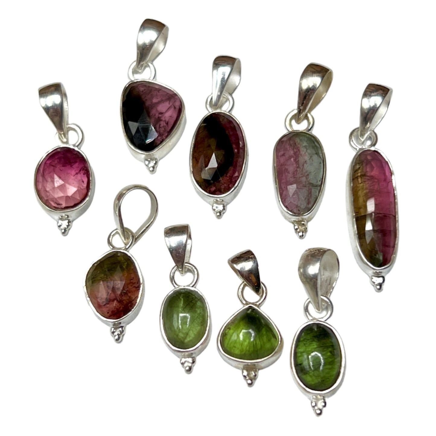 Pink & Green Tourmaline Pendants