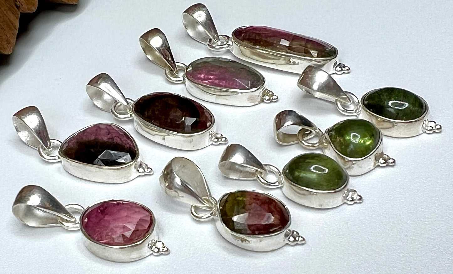 Pink & Green Tourmaline Pendants