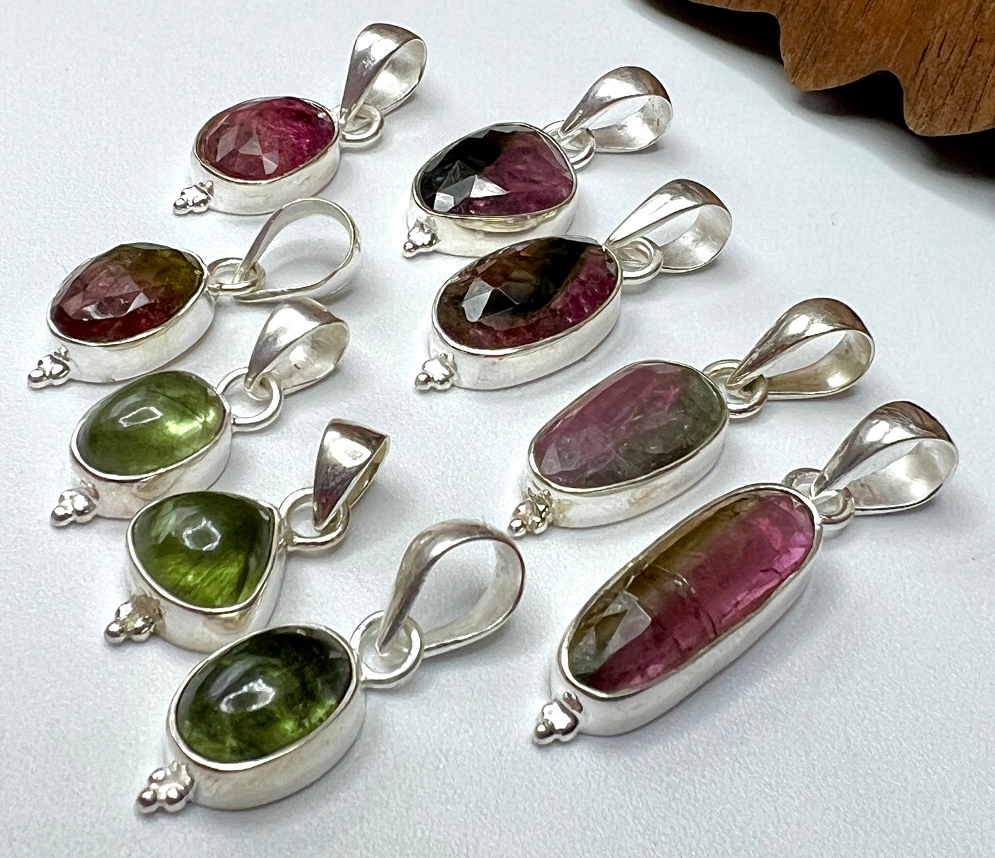 Pink & Green Tourmaline Pendants