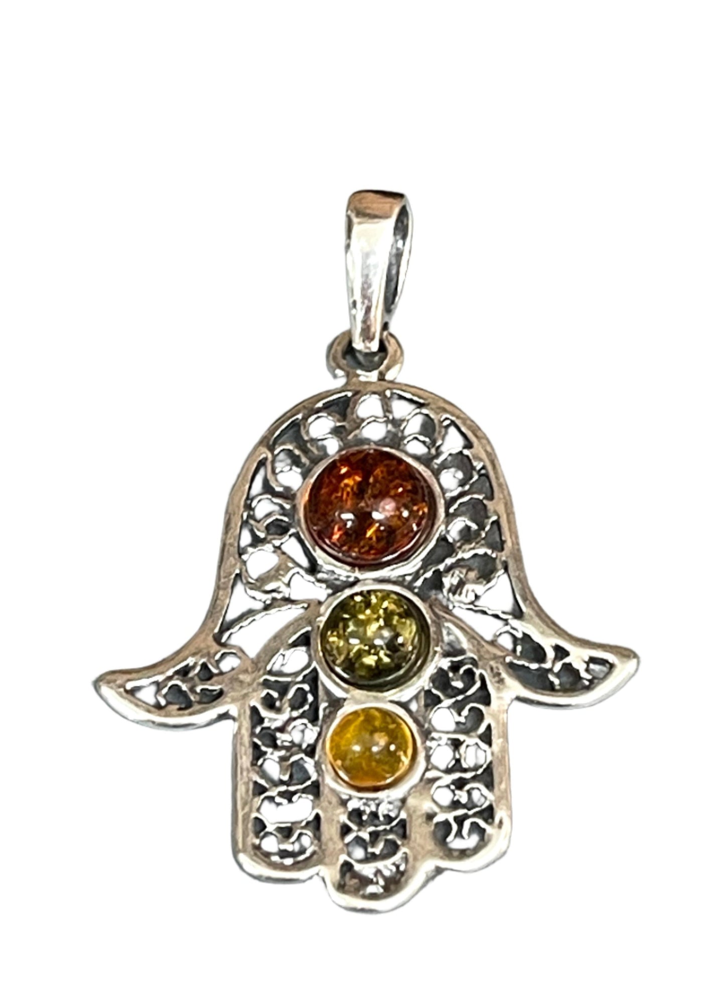 Amber Hamsa Pendants