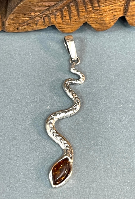 Amber Snake Pendant