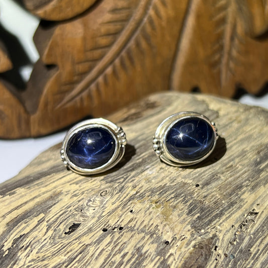 Star Sapphire Studs Earrings