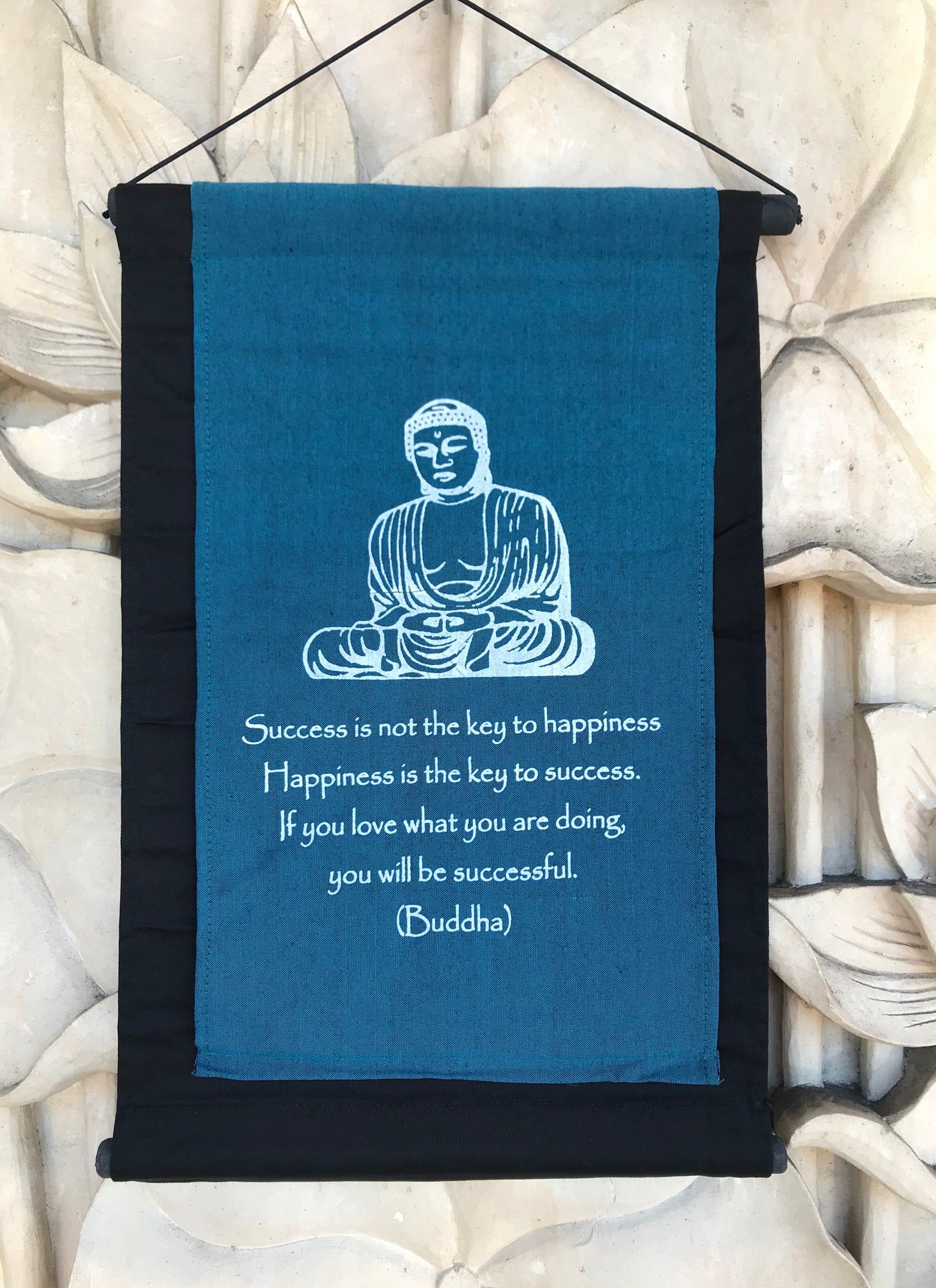 Hand Woven Ikat Buddha Success Blessing Manifestation Banner - Two Sizes Available