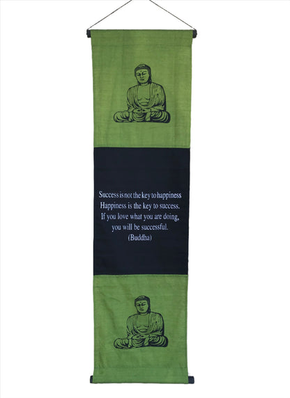 Hand Woven Ikat Buddha Success Blessing Manifestation Banner