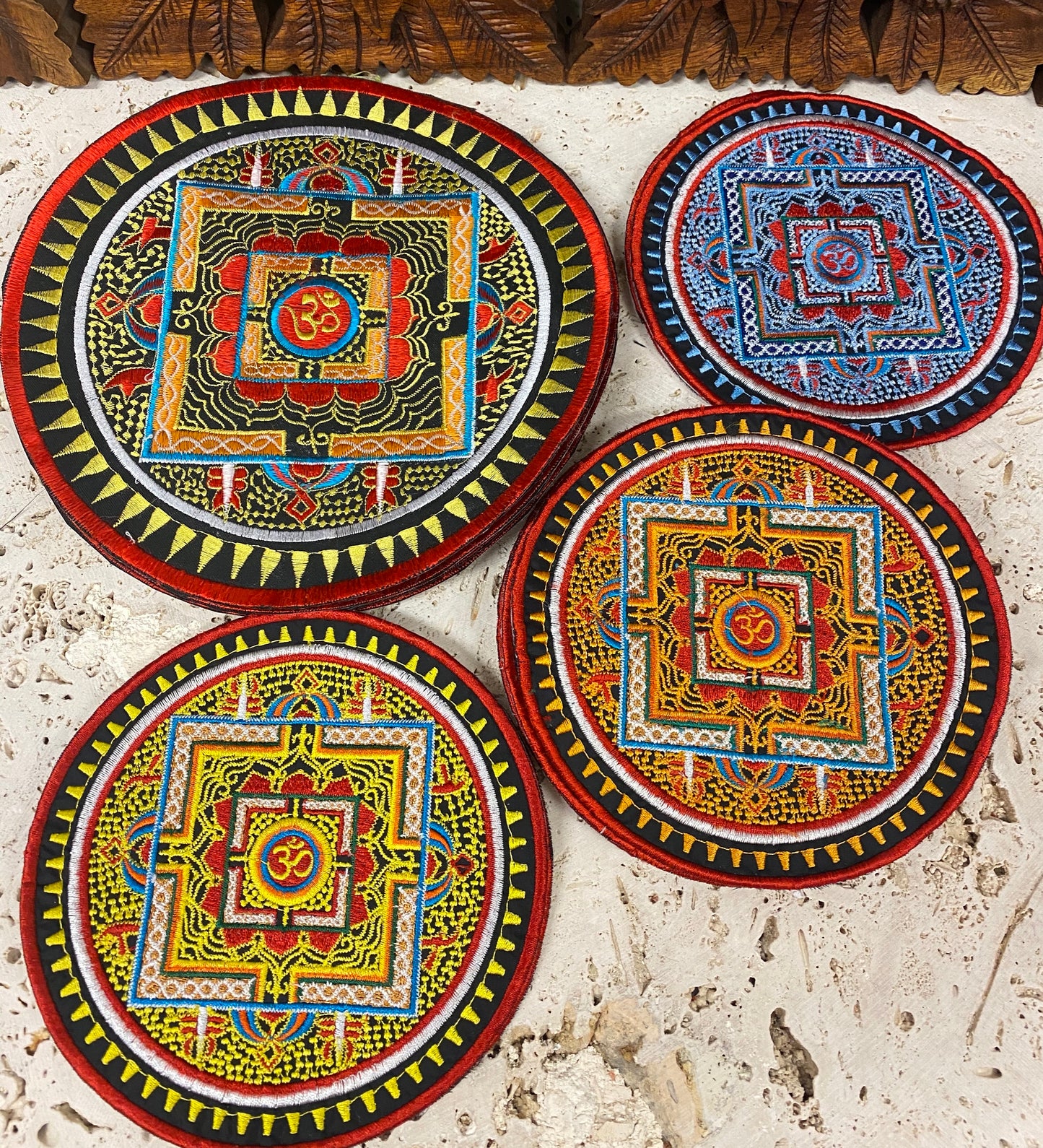 Handmade Embroidered Om Mandala Patches