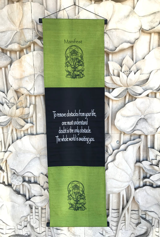 Hand Woven Ikat Ganesh Blessing Manifestation Banners - Available in 2 Sizes