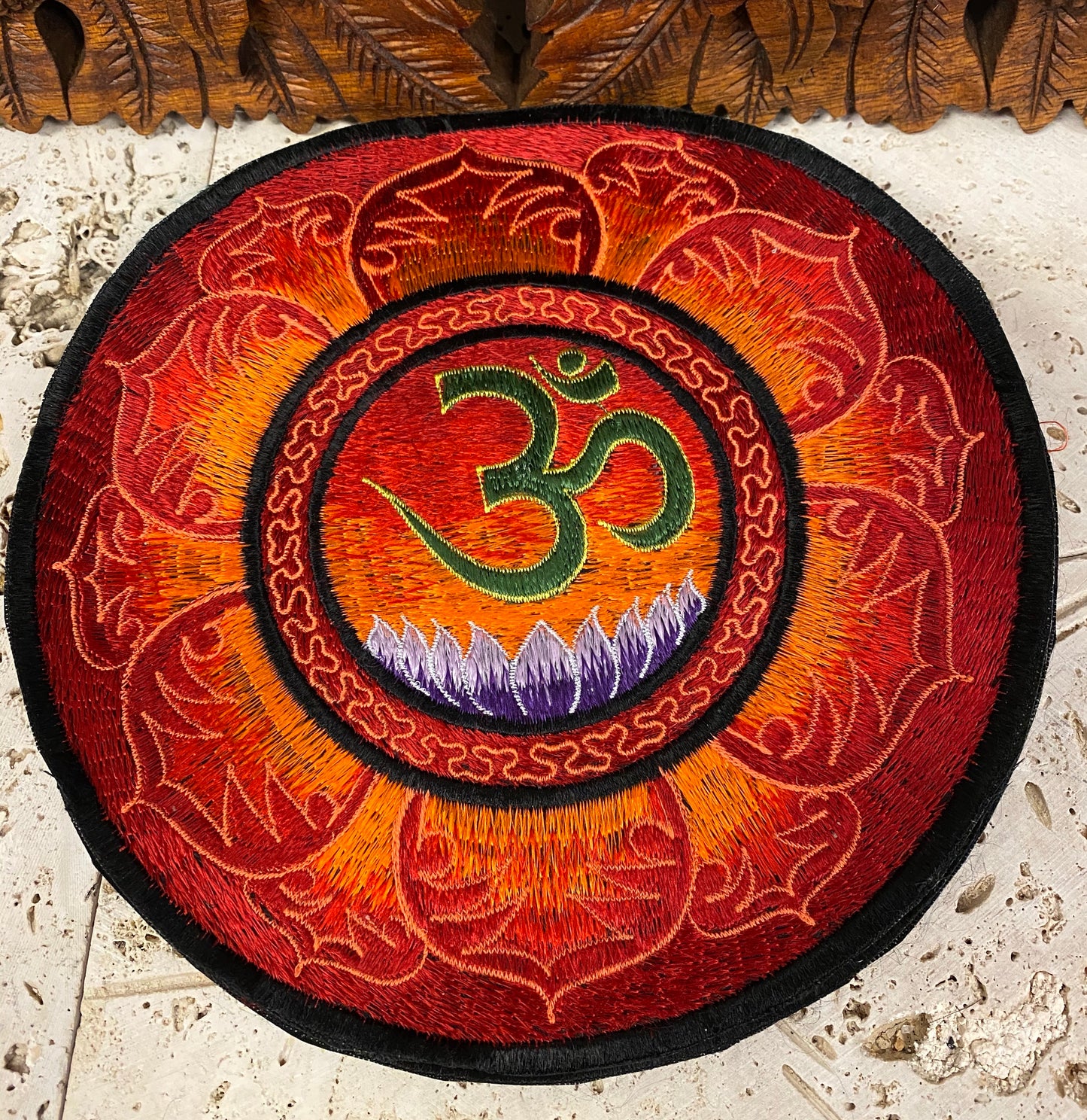 Handmade Fire Om Mandala Embroidered Patches