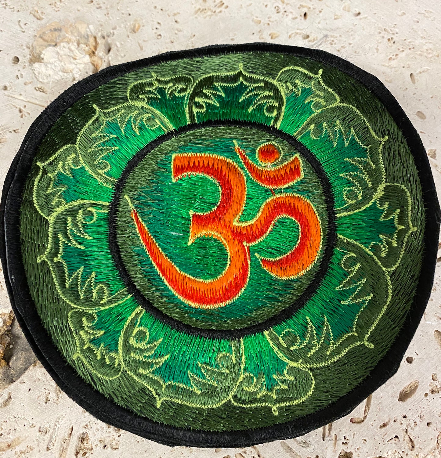 Handmade Green Om Mandala Embroidered Patches