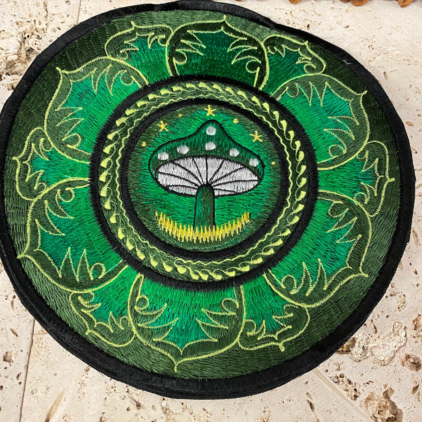 Handmade Mushroom Mandala Embroidered Patches