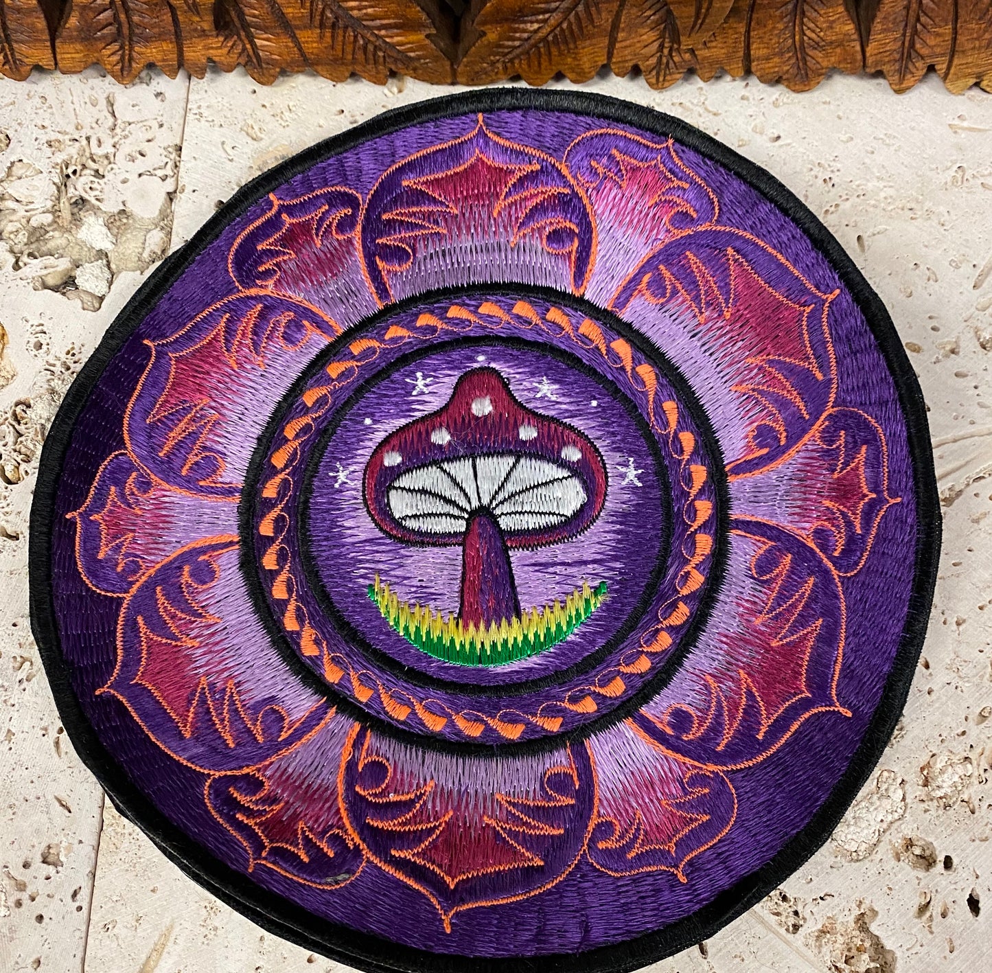 Handmade Mushroom Mandala Embroidered Patches