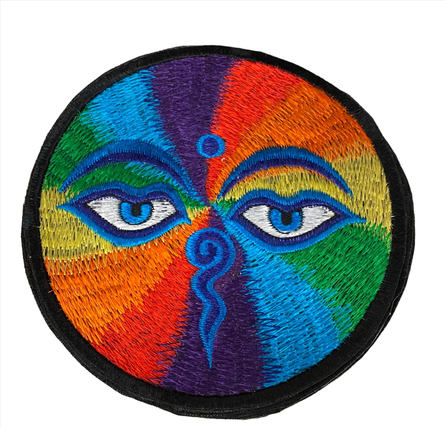 Handmade Embroidered Eyes of Buddha Rainbow Patches