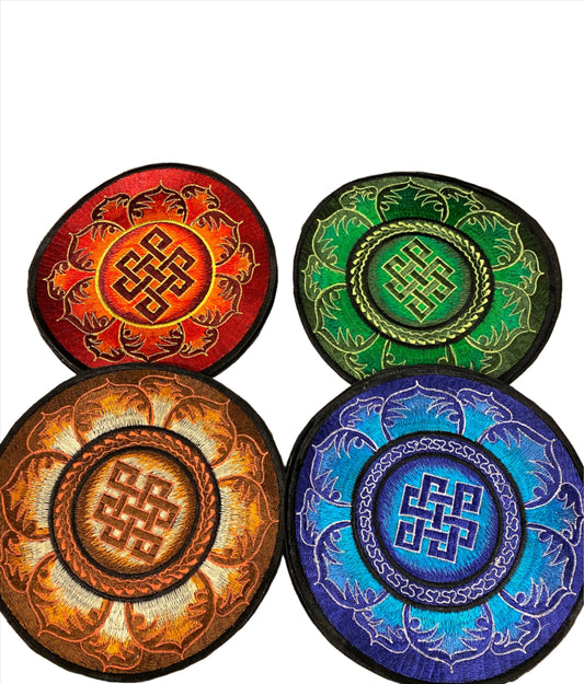 Handmade Embroidered Buddhist Endless Knot Rainbow Patches