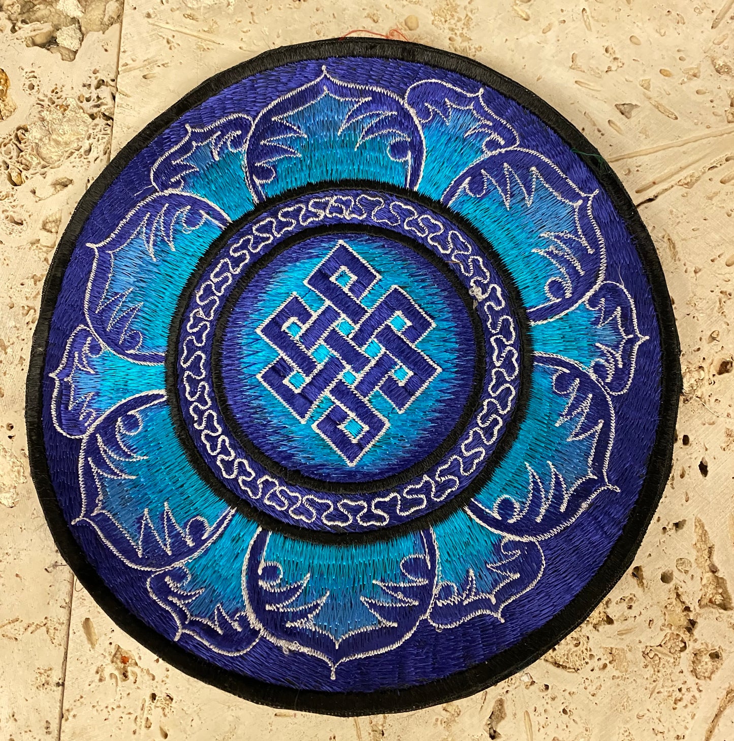 Handmade Embroidered Buddhist Endless Knot Rainbow Patches