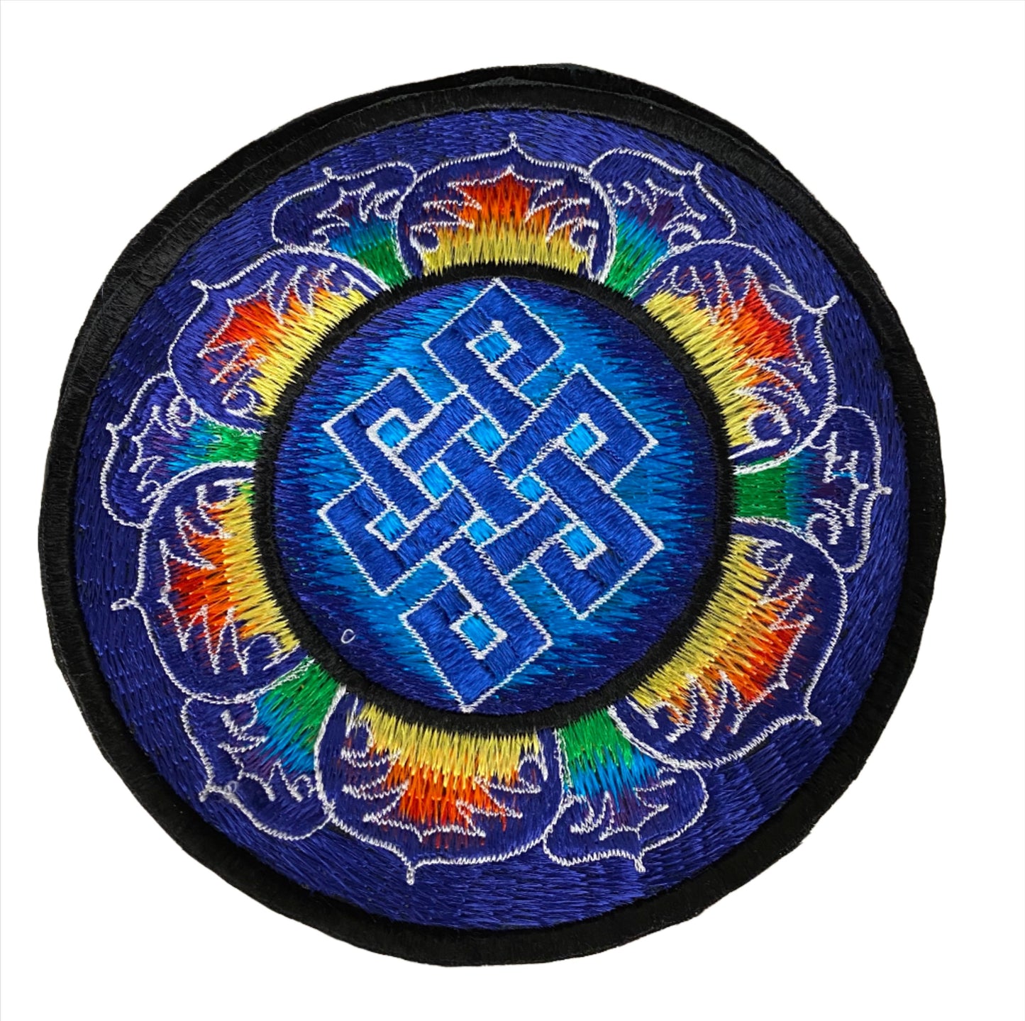 Handmade Embroidered Buddhist Endless Knot Rainbow Patches