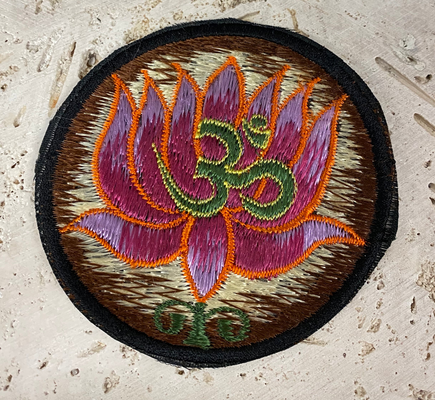 Handmade Embroidered Lotus Om Patches