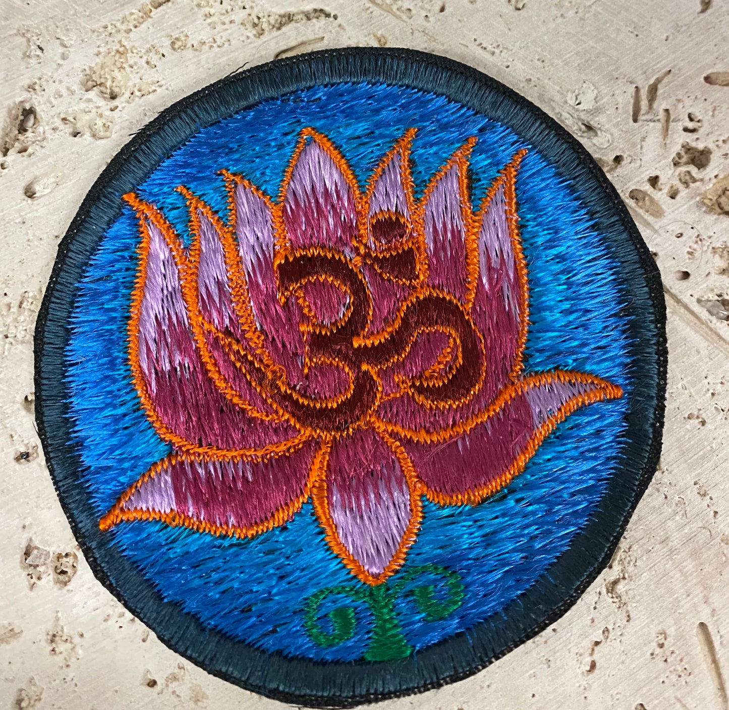 Handmade Embroidered Lotus Om Patches