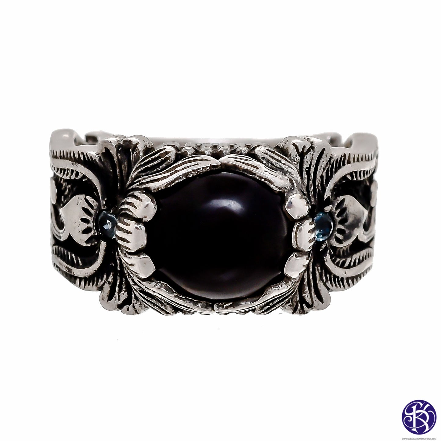 Sterling Silver Hand Carved Gemstone Ring - Available in 9 stones Up to Size 14!
