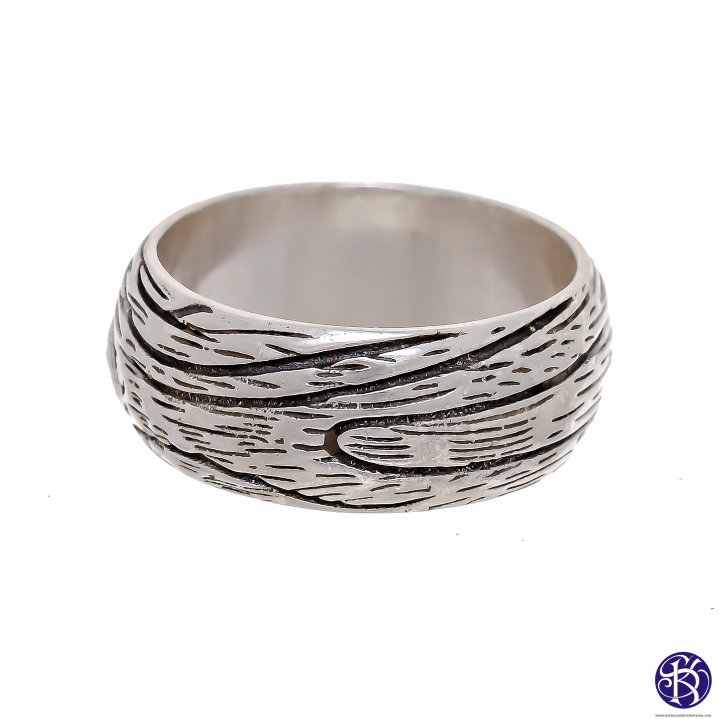 Sterling Silver Wood Grain Design Rings (925) Sterling Silver Wood Grain Design Rings (925)