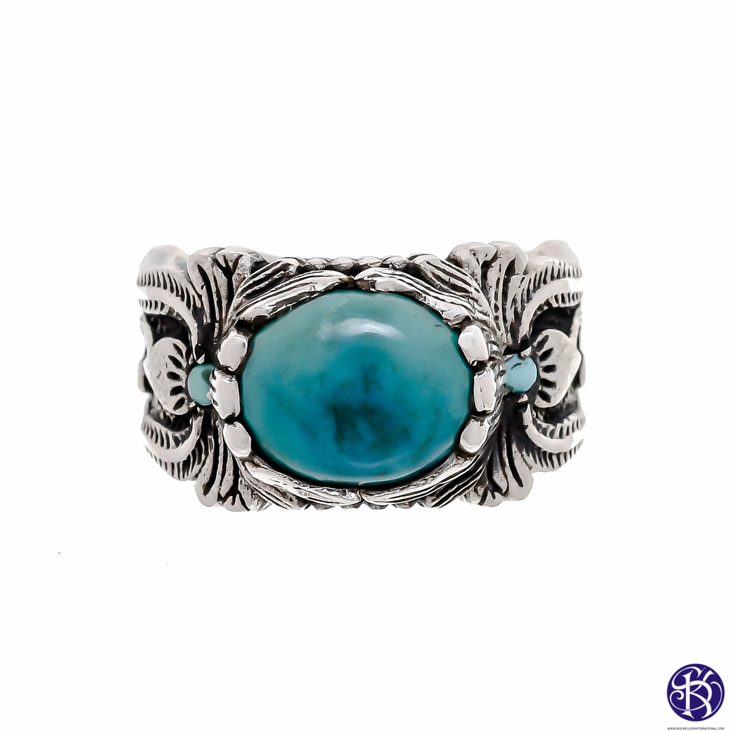 Sterling Silver Hand Carved Gemstone Ring - Available in 9 stones Up to Size 14!